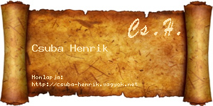 Csuba Henrik névjegykártya